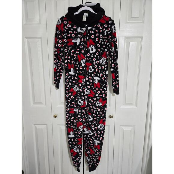 Disney small women's Minnie mouse one piece fleece pajamas - Picture 1 of 10